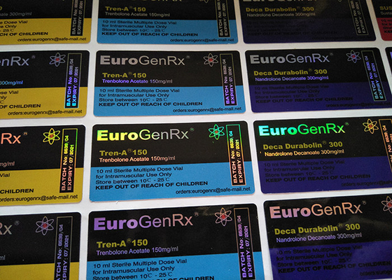 Лоснистая водоустойчивая стеклянная пробирка Евро ГенРС маркирует стикеры этикетки лекарства голограммы