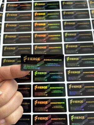 HG H 100IU 10 VIALS Labels Somatropin 1 Vial Labels Stickers Gold Logo