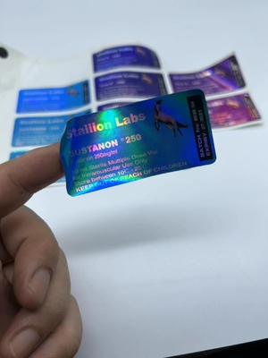Сильные клейкие виниловые этикетки для флаконов 10 мл для Testo E Brand Nano Labs с лазерным блестящим эффектом