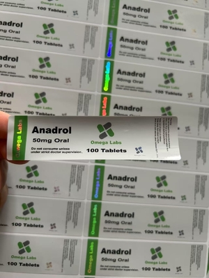 Anadrol Пероральные таблетки Этикетка ПАПЕР/ ПЭТ/ ПВХ Материал для пластиковых бутылок 50 мг