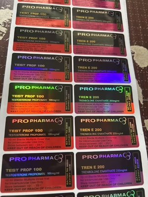 Testo Propionate 100mg Голограмма Лазер 10 мл Этикетки для флаконов, Глянцевая отделка Этикетка для многодозового флакона