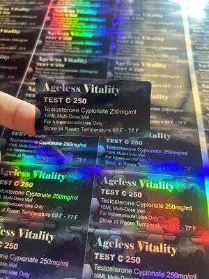 Test E 300mg Steroides Vial Labels  Glossy Finish Custom Design Printing