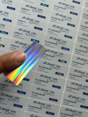 GHK-CU 5 мг Этикетки для флаконов с лазерным материалом и эффектом блеска