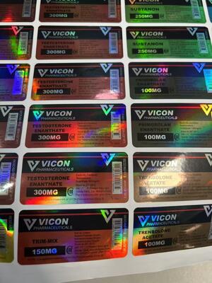 Жёсткие этикетки 300 10 мл флаконов с блестящим эффектом