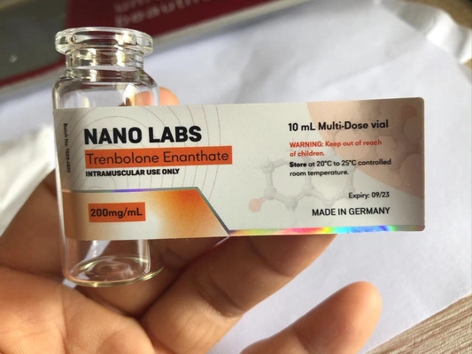 Сильные клейкие виниловые этикетки для флаконов 10 мл для Testo E Brand Nano Labs с лазерным блестящим эффектом